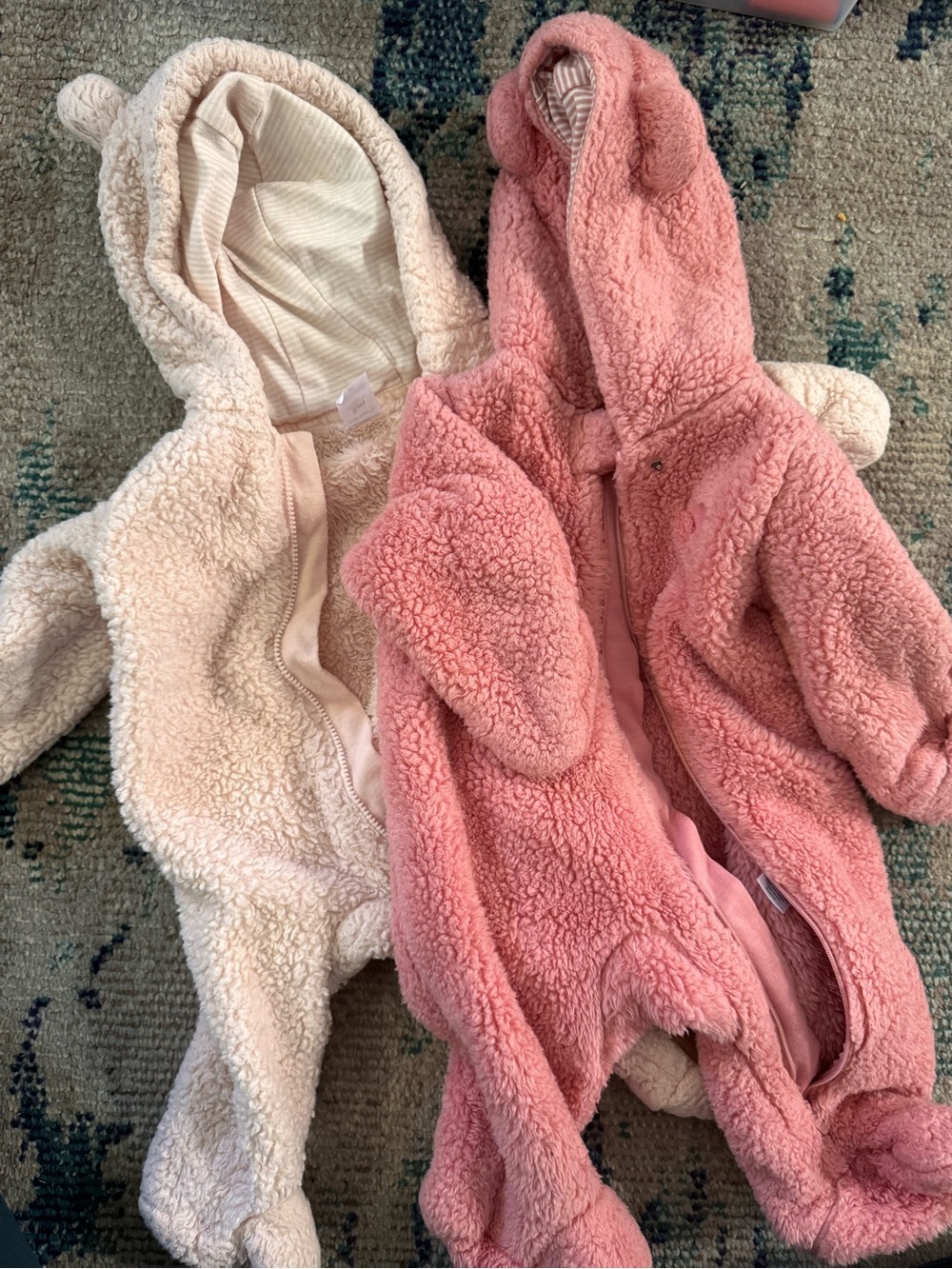 Two Plush Sherpa Baby One-Piece - USED 3 months